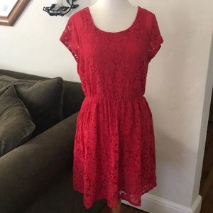 Red Sheer Lace Dress